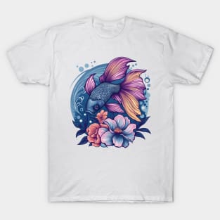 Cute Fish  with Flowers T-Shirt